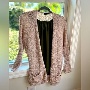 cream cardigan, green tank top blouse, both size medium